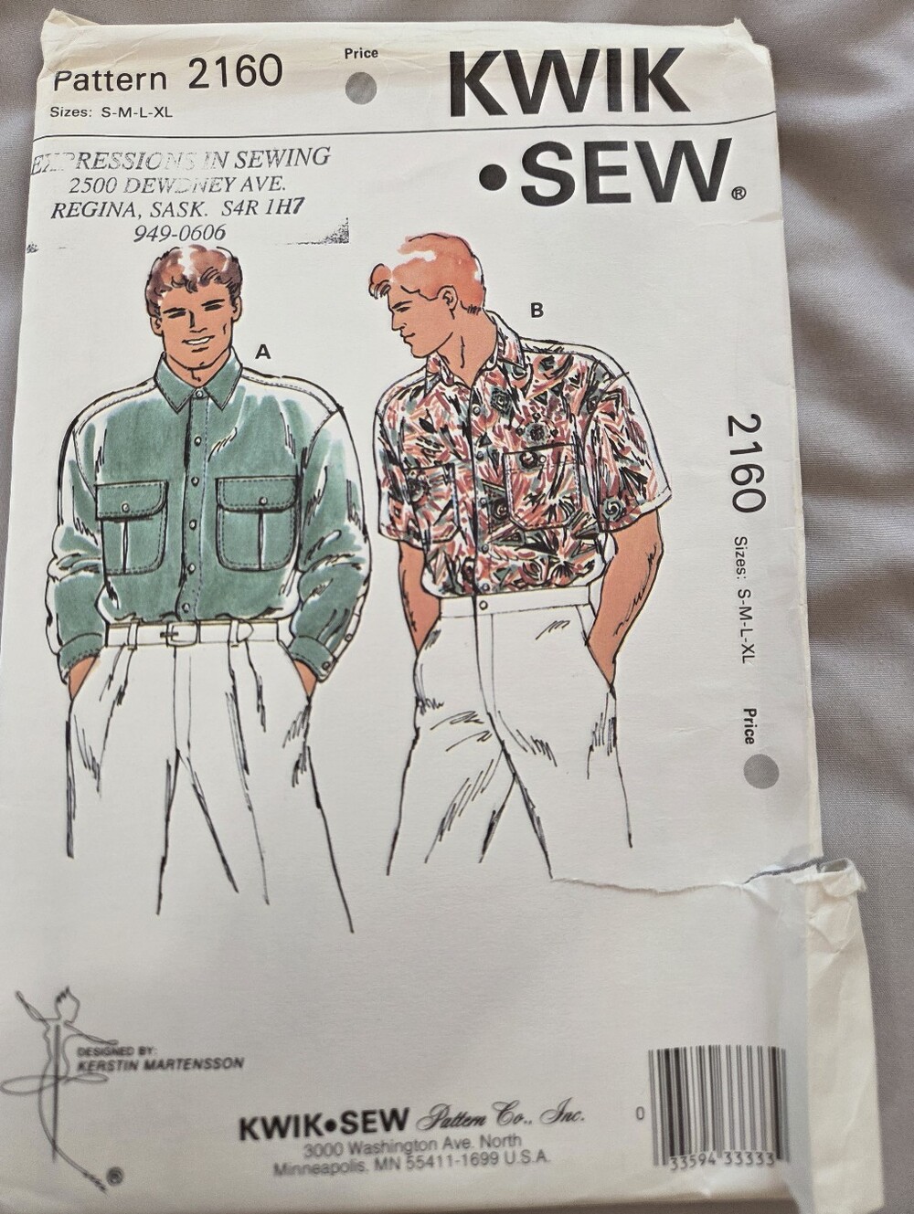 Kwik Sew 2160 Men's Shirt Sewing Pattern